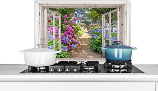Spatscherm met Amsterdamse brouwersgracht - Kunst in je keuken