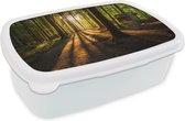Broodtrommel Wit - Lunchbox - Brooddoos - Zon - Bomen - Bos - Landschap - Natuur - 18x12x6 cm - Volwassenen