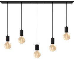 Calex Retro Plafondlamp - 5x E27 - Hanglamp Industrieel - 14 x 130 cm Pendellamp - Zwart