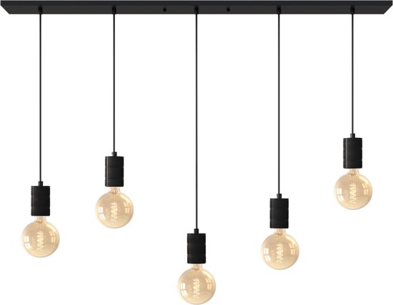 Calex Lampe Suspension - Pour 5x E27 ampoules - Industriel Luminaire 2m Cable - Noir