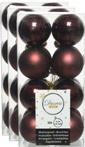 48x stuks kunststof kerstballen mahonie bruin 4 cm - Mat/glans - Onbreekbare plastic kerstballen