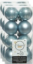 48x stuks kunststof kerstballen lichtblauw 4 cm - Mat/glans - Onbreekbare plastic kerstballen