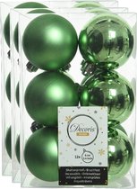 36x stuks kunststof kerstballen groen 6 cm - Mat/glans - Onbreekbare plastic kerstballen