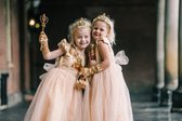 Livre Sinterklaas - Robe de princesse Fille - Robe d'habillage Fille - Robe Or / Rose - Taille 92/98(100) - Avec couronne à sequins - Y compris les accessoires - Robe de soirée - Robe de communion