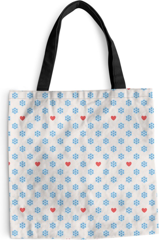 Sac à Bandoulière MuchoWow® - Sac de Plage - Grand Shopper - Sac Shopping - Flocon de Neige - Coeur - Hiver - Motifs - 45x45 cm - Sac en Coton