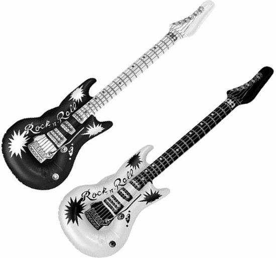 Henbrandt Opblaasbare muziekinstrument gitaren - 2x stuks wit/zwart 106 cm