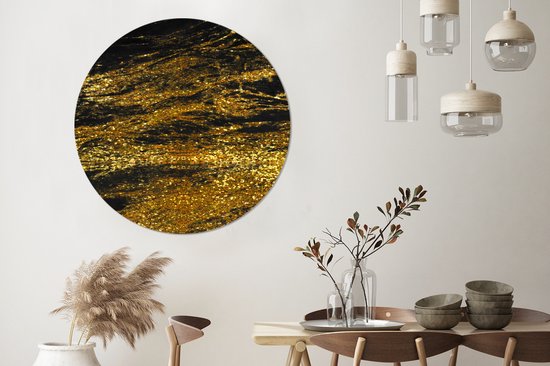 Cercle mural - Aluminium - Marbre - Or - Zwart - Glitter - ⌀ 120 cm XXL
