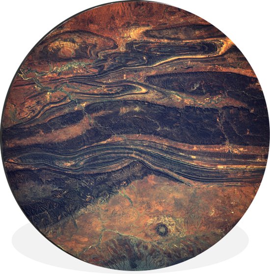 WallCircle - Wandcirkel - Muurcirkel - Satellietfoto van het Australische landschap - Aluminium - Dibond - ⌀ 140 cm - Binnen en Buiten