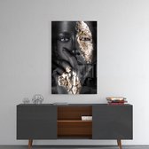 Insigne | Glasschilderij | Thinking Lady | 110x70CM  Gehard glas| Wanddecoratie | Modern | Art  |