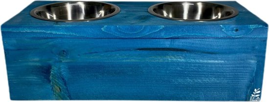 Voerbak steigerhout maat L Donker Blauw