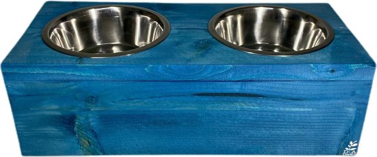 Voerbak steigerhout maat L Donker Blauw