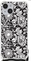 Telefoon Hoesje Geschikt voor iPhone 14 Plus Back Case Siliconen Hoesje met transparante rand Zwart Bloemen