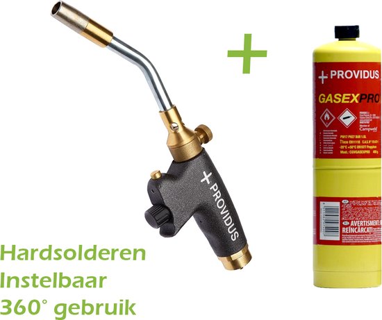 Foto: Hardsoldeerset met instelbare gasbrander en gasex pro gasfles providus voor krimpen kamado green egg aansteker