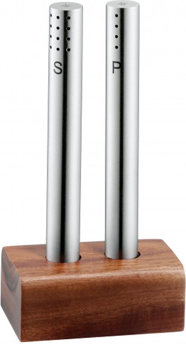 WMF Peper- en Zoutstel - RVS en Acaciahout - 15 cm - Elegant Design - Duurzaam - Handmatig