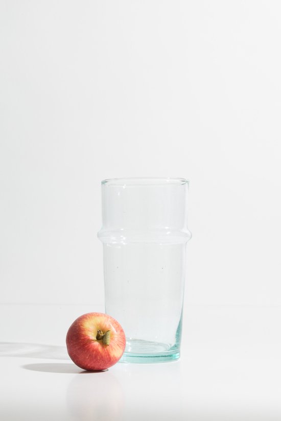 Beldi Vaas - Transparant - Gerecycled glas- Ø10 x 20 cm - Marokkaanse Beldi Vaas - Beldi Glass Vase
