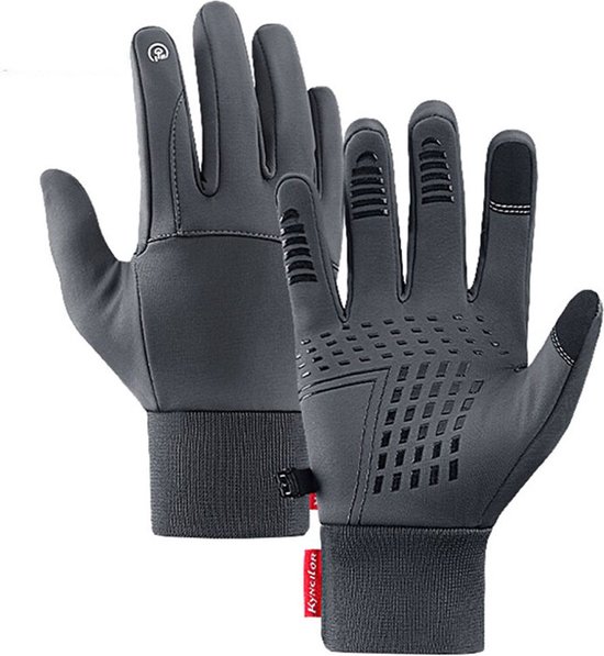 Unisex Winter Handschoenen Touchscreen | Fietshandschoenen Heren/Dames Winddicht en Waterproof | Grijs Maat M