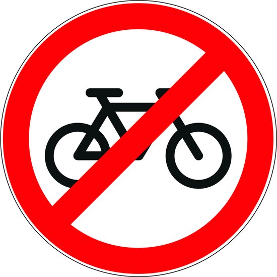 Autocollant 'Interdit Aux Vélos' 35x35 Cm Avec Laminage - Neuf