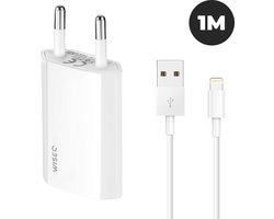 WiseQ iPhone Oplader - Geschikt voor Apple iPhone & iPad - Lightning Kabel 1 Meter - Wit