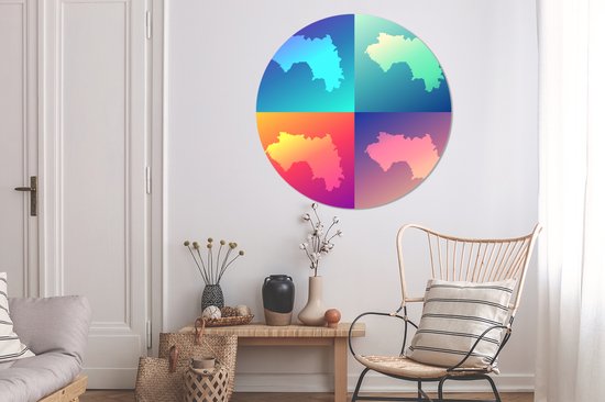 Illustration de quatre cartes de la Guinée Cercle mural aluminium ⌀ 120 cm - tirage photo sur cercle mural / cercle vivant / cercle jardin (décoration murale) XXL / Groot format!