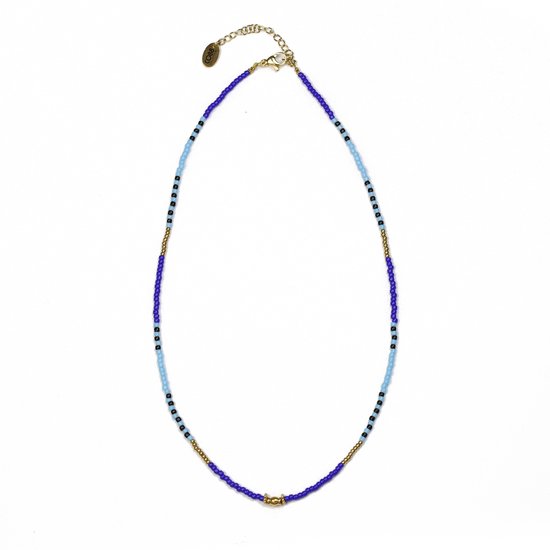 CO88 Collection 8CN-26333 Collier de perles Perlé avec Perles Miyuki - Nuances de Blauw - 40+5cm - Fermoir Or