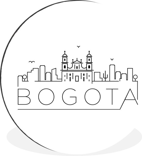 Skyline Bogota noir sur blanc cercle mural aluminium - ⌀ 30 cm - peinture ronde - impression photo sur aluminium / dibond / cercle mural / cercle vivant / cercle de jardin (décoration murale)