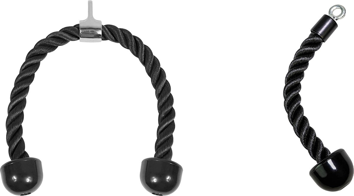 MJ Sports Premium Tricep Rope + Single Tricep Rope Set - Triceps Touw - Enkel en Dubbel Hoofd - Press Down - Pulley Accessoires - Kabelmachine - Fitness
