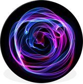 WallCircle - Wandcirkel - Muurcirkel - Paarse geometrie in een cirkel - Aluminium - Dibond - ⌀ 60 cm - Binnen en Buiten