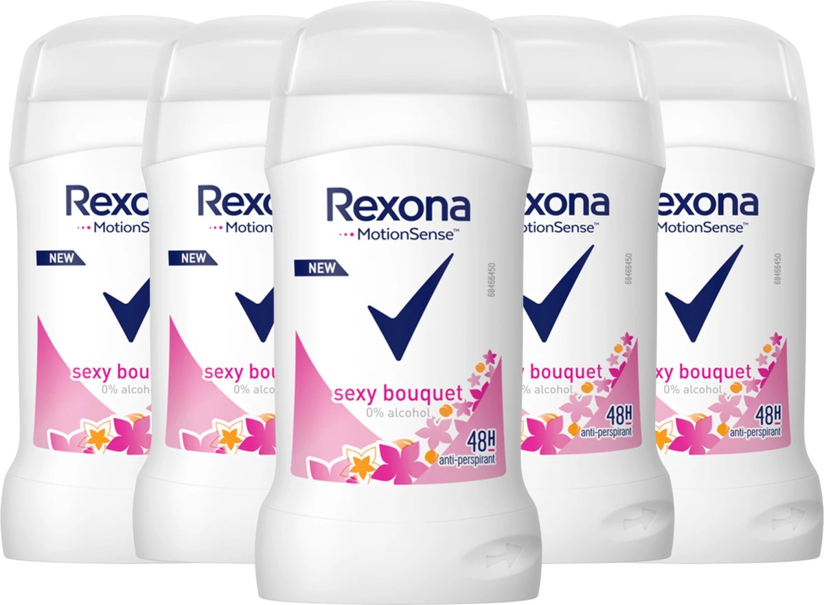 Goedkoopste Rexona Motion Sense Sexy Bouquet Deodorant Vrouw - 5 x 40ml - Solid Deodorant Stick - Deodorant Vrouw Voordeelverpakking