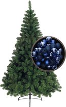 Sapin de Noël Bellatio Decorations H210 cm - avec boules bleu cobalt