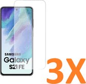 Screenprotector Glas - Tempered Glass Screen Protector - 3x Geschikt voor: Samsung Galaxy S21FE / Samsung Galaxy S21 FE