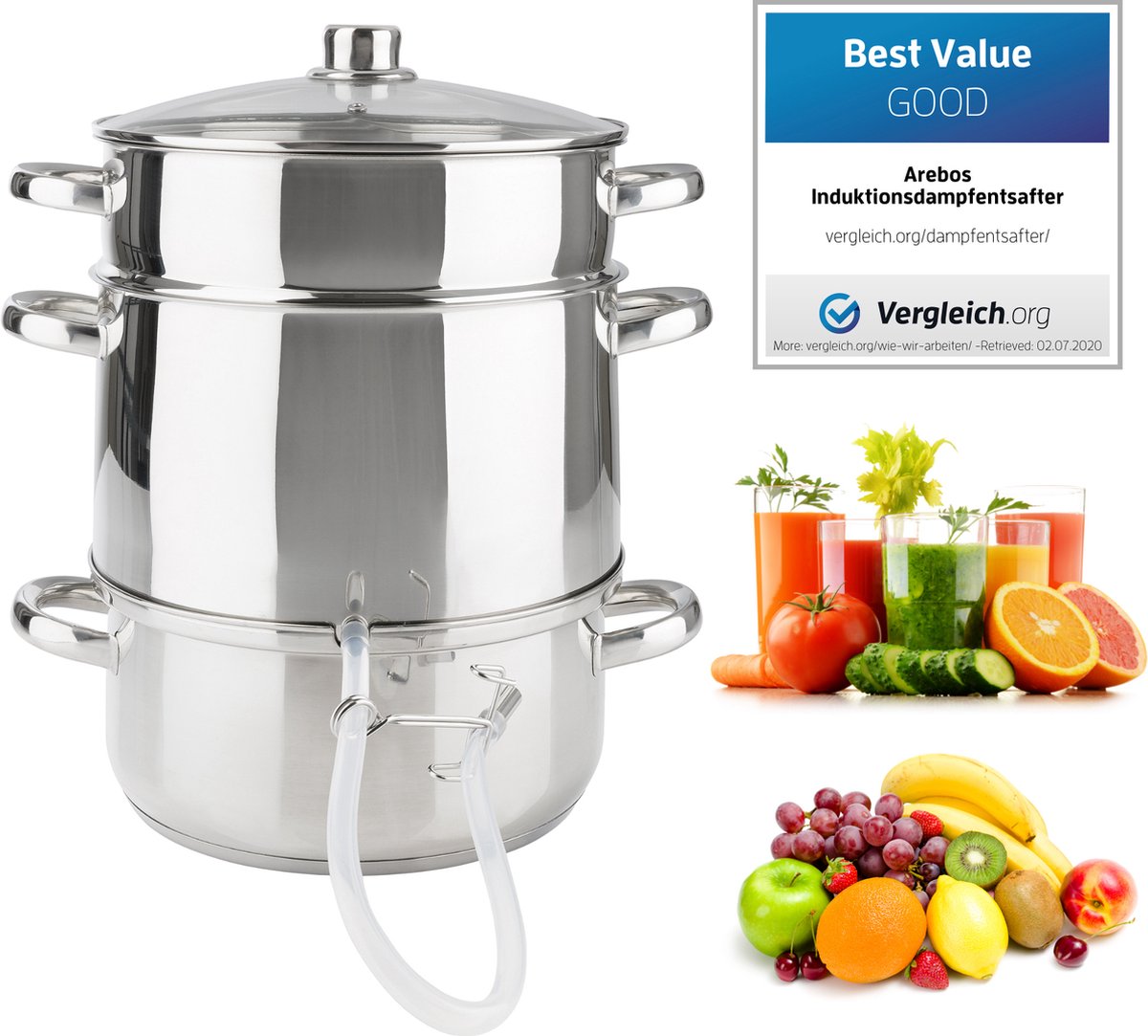 Bol.com AREBOS Stoompan - Stoomextractor - Sappan - Ontsapper - Ø 26cm aanbieding