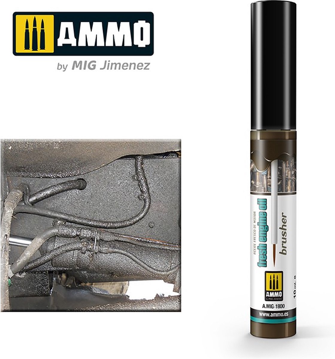 AMMO MIG 1800 Effect Oilbrusher - Fresh Engine Oil - 10ml Oilbrusher(s)