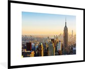 Fotolijst incl. Poster - Zonsondergang skyline van New York met het Empire State Building - 90x60 cm - Posterlijst
