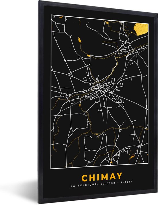 Fotolijst incl. Poster - Stadskaart - Goud - Chimay - Plattegrond - Kaart - 80x120 cm - Posterlijst