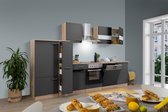 Goedkope keuken 310  cm - complete keuken met apparatuur Merle  - Eiken/Grijs - soft close - keramische kookplaat - vaatwasser - afzuigkap - oven    - spoelbak