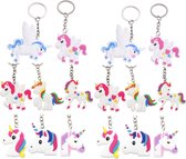 Unicorn - Fidget toys - Uitdeelzakjes - Traktatie Uitdeelcadeautjes - 8 x Unicorn Sleutelhanger- Eenhoorn hanger - Verjaardag - Grabbelton cadeautjes - Klein speelgoed