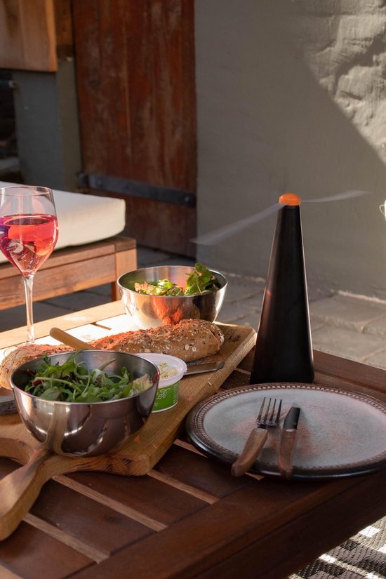 Knock Off Vliegenverjager voor op tafel - 2 Pack – Fly fan - Staand of hangend te gebruiken – Geruisloos – Houdt vliegen, wespen, muggen en fruitvliegjes op afstand – Werkt op batterijen/stroom