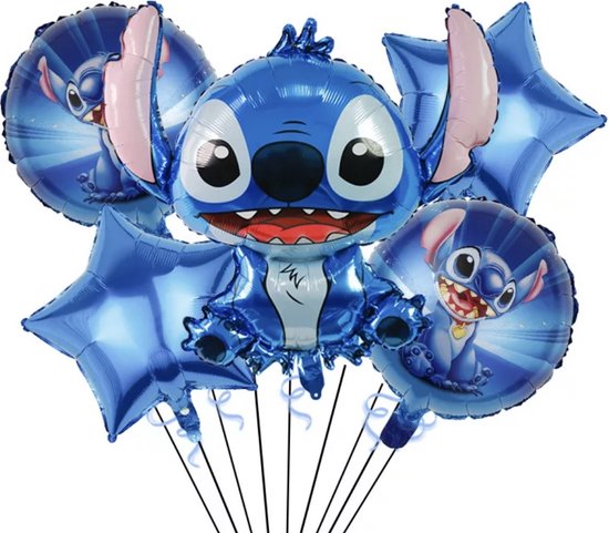 Stitch ballonnen - Disney - Lilo and Stitch - 5 stuks - Folieballon - Zonder helium - Verjaardag - Kinderfeestje