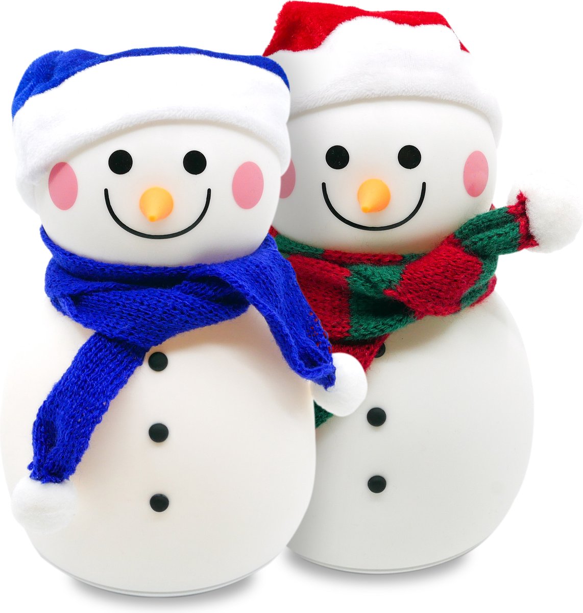Holidayz LED Sneeuwpop Verlichting – 2 Stuks – met Ingebouwd Muziekje – 7 Verschillende Kleuren – Kerstversiering – Kerstverlichting voor Binnen – Kerst – Verlichte Kerstfiguren