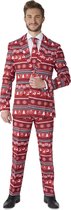 Suitmeister Nordic Pixel Red - Heren Pak - Kerst Outfit - Rood - Maat XXL
