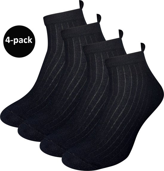 WeirdoSox sneakersokken - 4-pack - Met badstofzool en lipje - Zwart - Heren - Maat 43-46