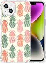 Backcase TPU Siliconen Hoesje Geschikt voor iPhone 14 Telefoon Hoesje met doorzichtige rand Ananas