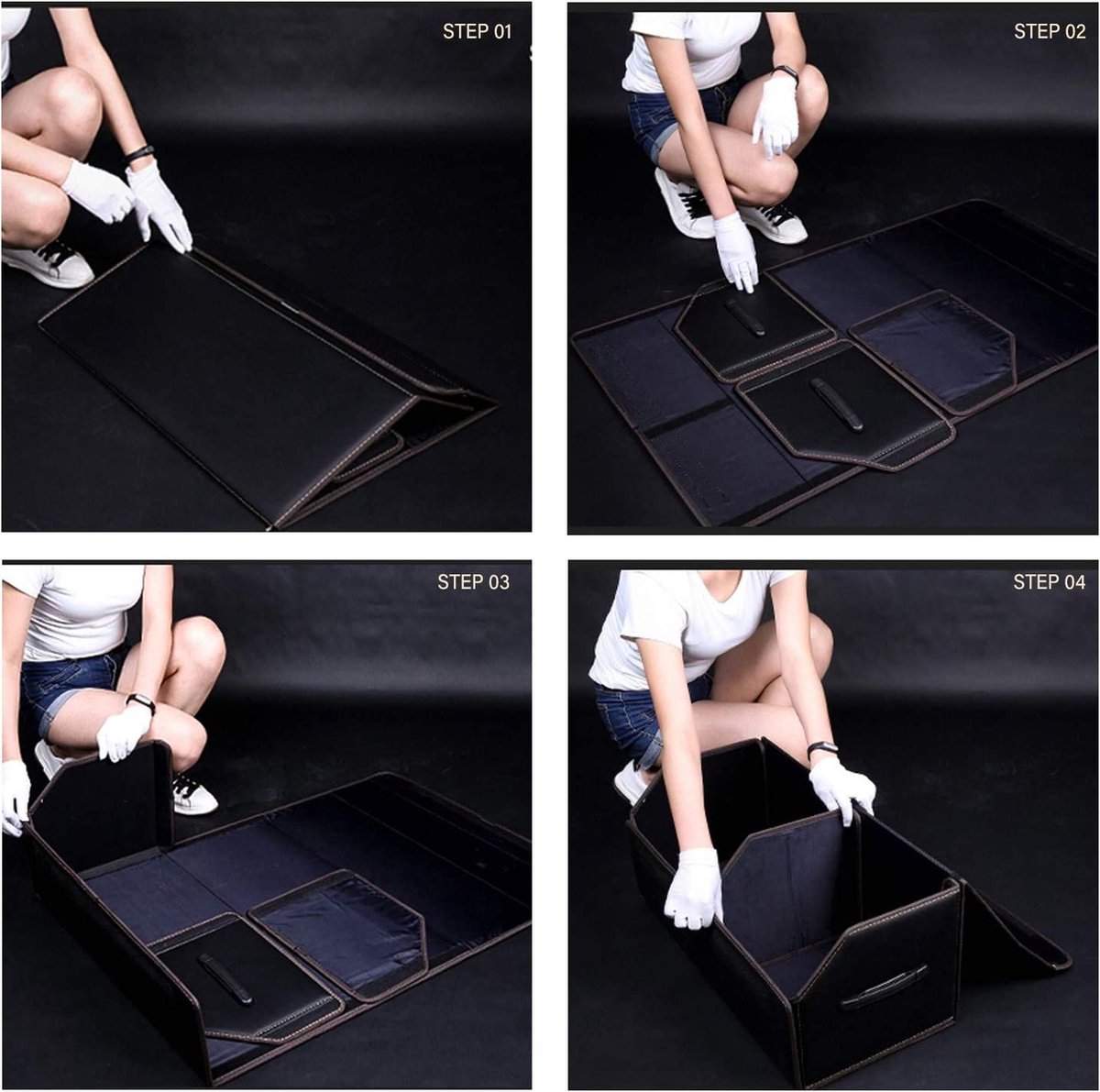 Ergocar Organizer Bagagliaio Auto - Pelle PU, Antiscivolo, Pieghevole, Apertura 180° - Foto 2