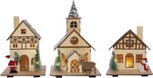 Maison ou église de Noël en bois LED 25cm (chacune)