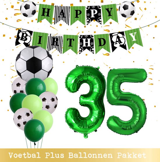 Cijfer Ballon 35 Jaar - Voetbal Ballonnen - Snoes - Pluspakket - set van 12 Sport Voetbalfan Voetbal Jongen/Meisje - Sportieve - Voetbal Vrouwen Mannen - Kinderfeestje - Verjaardag - Helium Ballon nummer 35