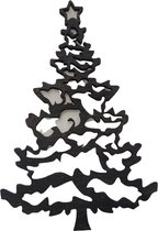 LBM - Kerstboom - wand decoratie - hout - zwart - 70 cm