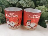 Set de 2 bougies parfumées Merry Christmass avec figurines de Noël Cannelle - Bougies parfumées 22heures de combustion