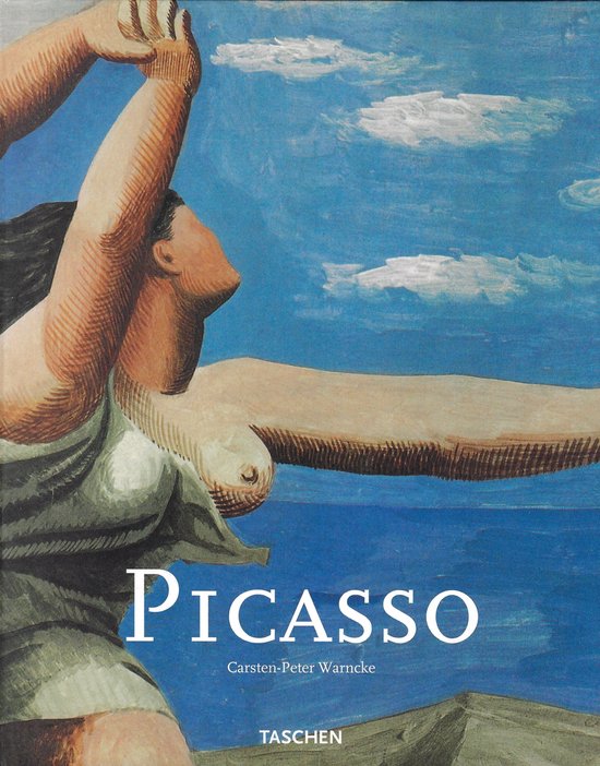 Boekcover met schilderij van een vrouw in de lucht, met 'PICASSO' en 'TASCHEN' op de voorkant.