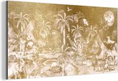 Wanddecoratie Metaal - Aluminium Schilderij Industrieel - Jungle - Goud - Kinderen - Planten - Dieren - 40x20 cm - Dibond - Foto op aluminium - Industriële muurdecoratie - Voor de woonkamer/slaapkamer