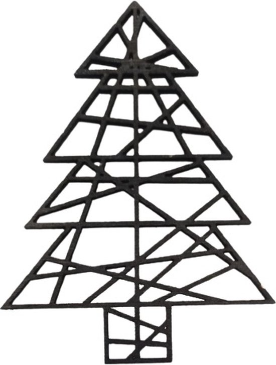 LBM geometrische kerstboom wand decoratie hout zwart 70 cm bol